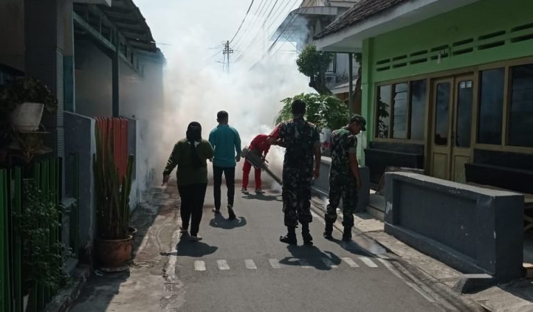 CegahBerkembangnya Nyamuk, Babinsa Kelurahan Rogotrunan Pendampingan Giat Foogging