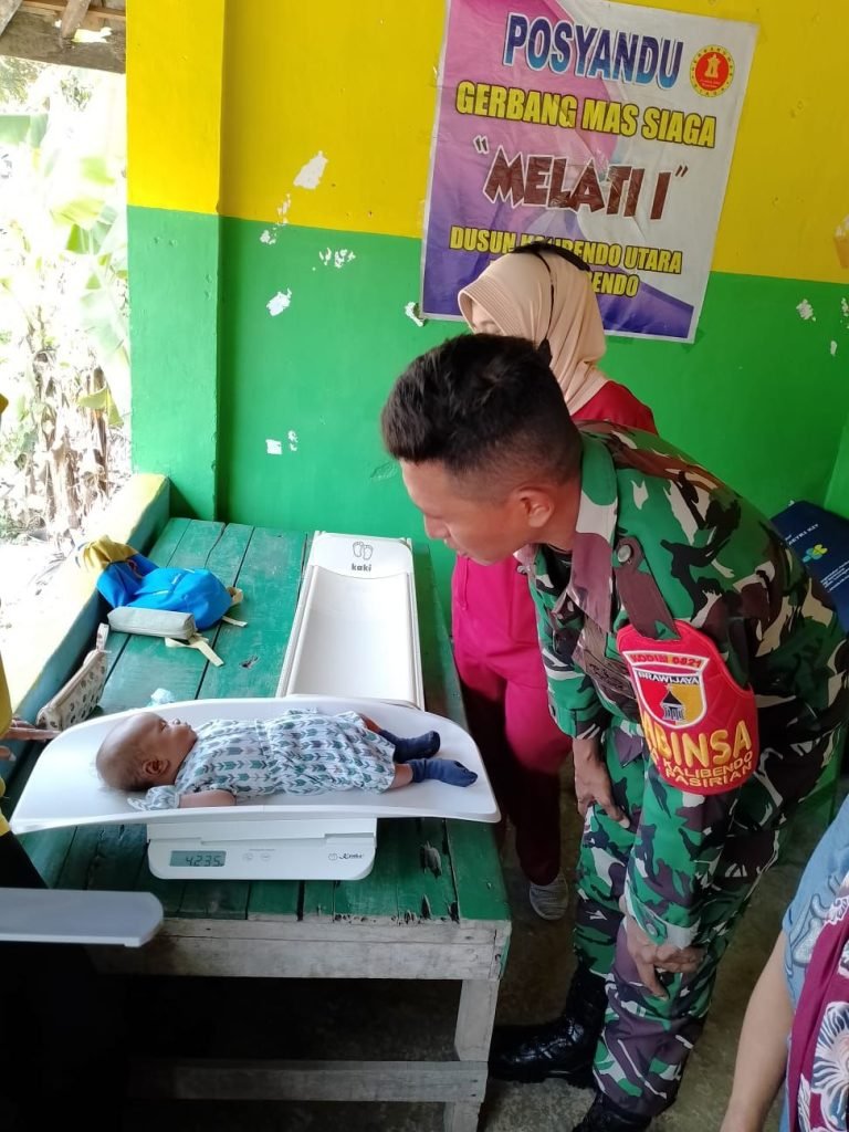 Monitoring Tumbuh Kembang Warga Balita, Babinsa Kalibendo Pendampingan Posyandu
