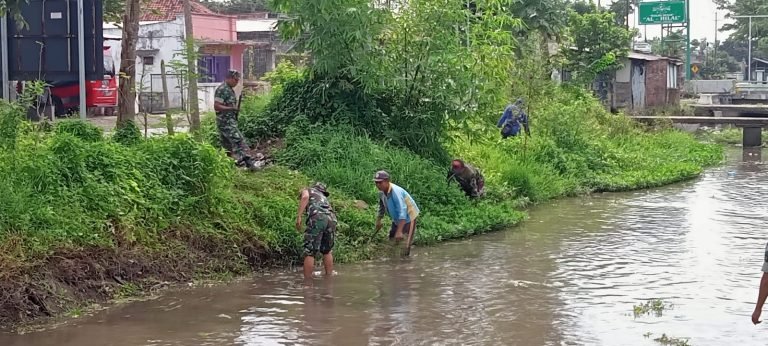 Ciptakan Lingkungan Sehat, Babinsa Tekung Bersama Warga Bersih Bersih Sungai Repeh