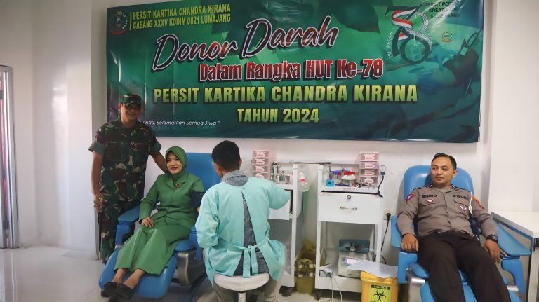 Peringati HUT Persit Kartika Chandra Kirana ke 78, Kodim 0821/Lumajang Gelar Donor Darah