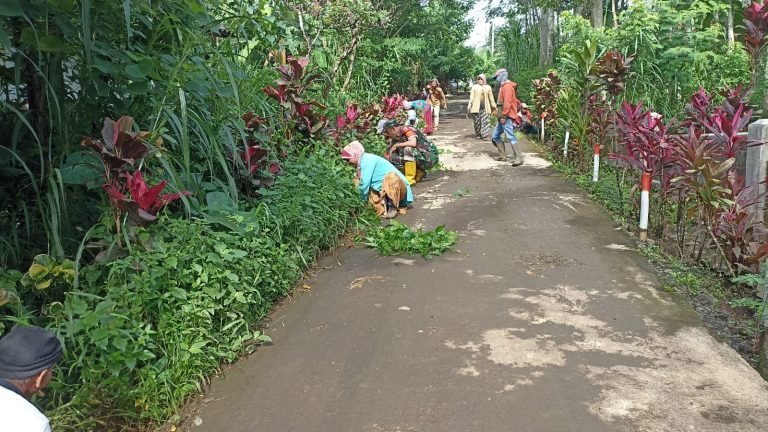 Wujudkan Kemanunggalan Bersama Warga, Babinsa Tunjung Kerja Bakti Pembersihan Jalan Dusun