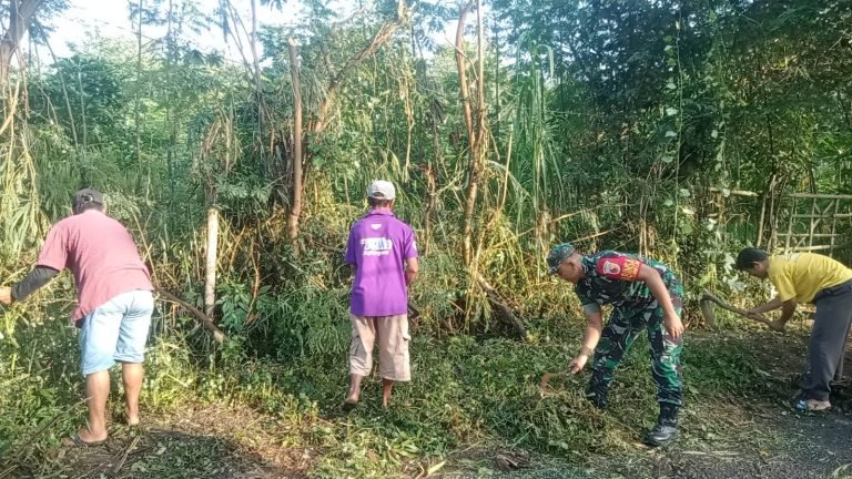 Babinsa Kunir Lor dan Warga Bersinergi, Kerja Bakti untuk Dusun Sumbersari Semakin Bersih