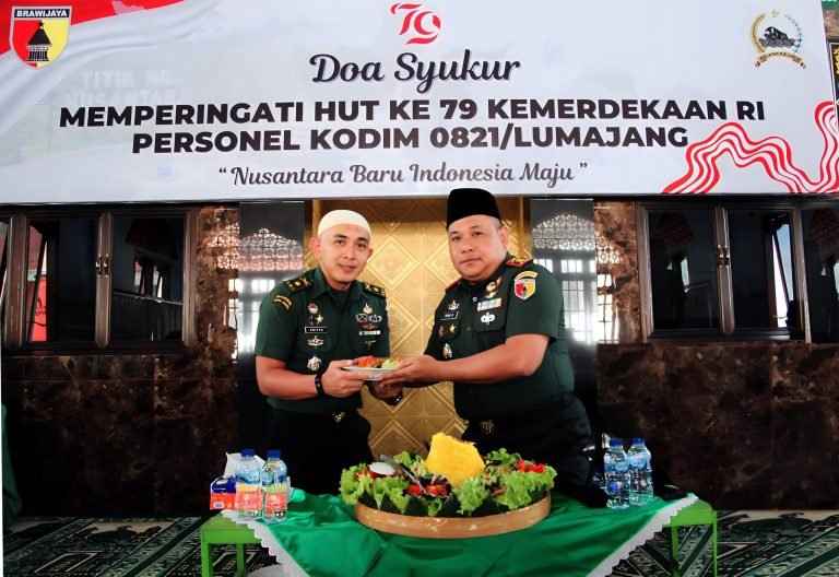 Kodim 0821/Lumajang Rayakan HUT RI ke-79 dengan Doa Syukur Bertema “Nusantara Baru Indonesia Maju”