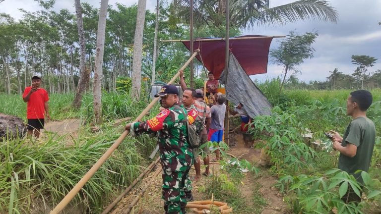 Babinsa Pasirian Dukung Program Ketahanan Pangan Melalui Pengeboran Sumur untuk Perluasan Areal Tanam