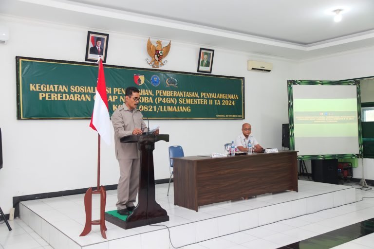 Perangi Narkoba, Kodim 0821 Lumajang Adakan Sosialisasi P4GN untuk Anggota TNI, ASN dan Persit KCK Cabang XXXV Kodim 0821 Lumajang.