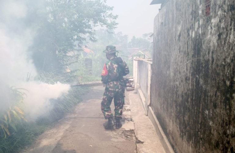 Babinsa Rogotrunan Dampingi Kegiatan Fogging untuk Cegah DBD di Kelurahan Rogotrunan