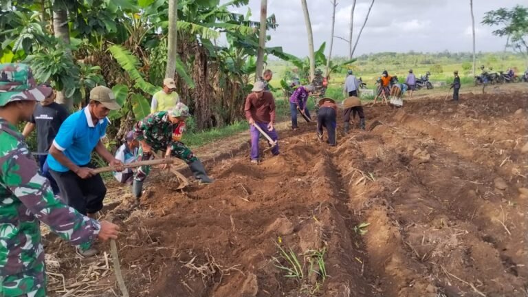 Gotong Royong Babinsa dan Warga Pandansari Bangun Jalan Tembusan Menuju Sumber Air
