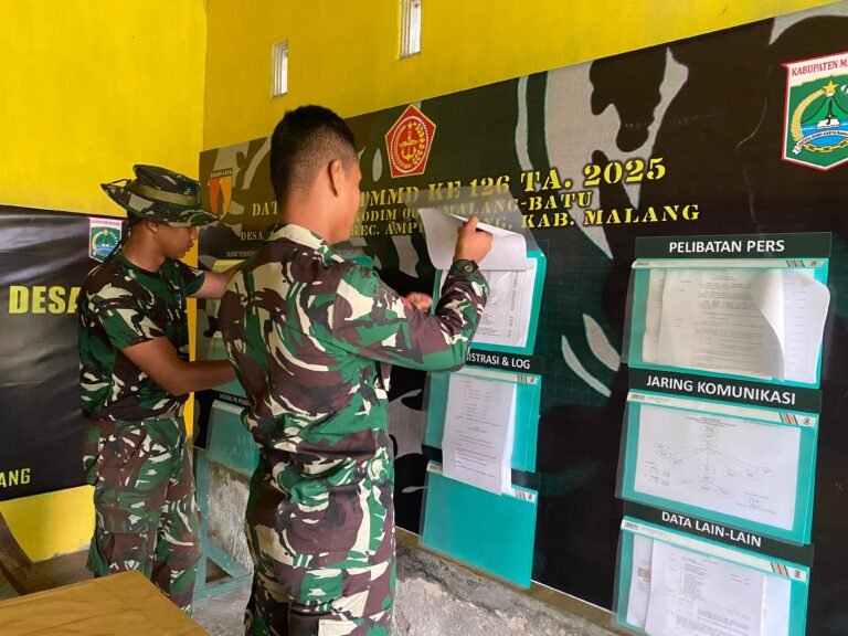 Personel Satgas TMMD ke-126 Kodim 0818/Malang Lakukan Pemeriksaan Data di Posko TMMD